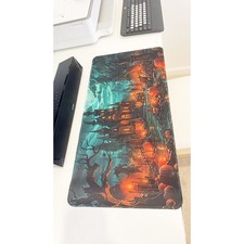 Halloween Haunted House Pumpkin Large Gaming Desk Mouse Pad 23.6