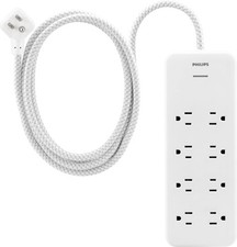 Philips Surge Protector Power Strip 8 Outlets Braided Cord 2160J 8ft White picture