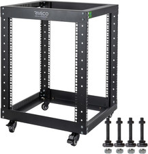 12U Server Rack Open Frame with Casters- 4 Post Quick Assembly 19-Inch, Data Rac picture