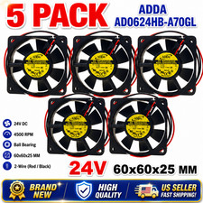 5-Pack 6025 24V High Speed Ball Bearing Cooling Fans 60x60x25mm 2-Wire picture