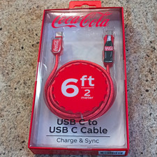 Coca-Cola USB-C to USB-C USB Cable 6 ft Charge & Sync Red Universal picture