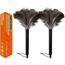2 Pcs Ostrich Feather Duster Retractable Feather Dusters for Cleaning, Washable, picture