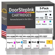 DoorStepInk Compatible Ink Cartridges For Canon PFI-102 130ml 5Pack-USA picture