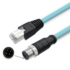 3.28ft M12 4 Pin to RJ45 Industrial Ethernet Cable, M12 4 Pin D to RJ45 Conne... picture