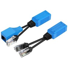 RJ45 Ethernet Cable Combiner/Splitter 1 Pair, 2-in-1 POE Cat6 Cat5e Data Adapter picture