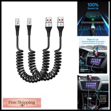 PRAKIE USB C Cable 2Pack 3ft Coiled USB A to Type C Silver picture