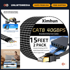 15FT Cat 8 Ethernet Cable 2-Pack, High-Speed Network Internet Cord for Gaming & picture