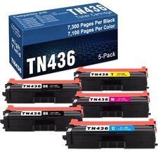 5PK TN436 Super High Yield Toner Set 2BK/C/Y/M for Brother Printers picture