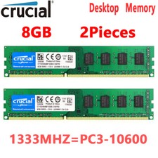 CRUCIAL DDR3 1333 MHz 16GB 2x 8GB PC3-10600 Desktop Memory RAM DIMM 240-pin 1.5V picture