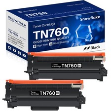 Toner Cartridge TN-760 TN760 Yield Black Replacement 2 Pack MFC-L2750DW picture