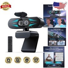 Professional 4K Webcam: Dual-Lens, RGB Lighting, Remote Control, Auto Focus picture