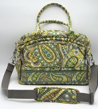 Vera Bradley Laptop Messenger Bag Lemon Parfait Quilted Fabric Shoulder Strap picture
