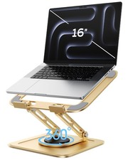 Gold Adjustable Laptop Stand 360 Rotating Base Ergonomic Riser Fits 1016 Inch picture