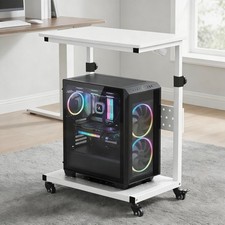 Adjustable Height Rolling Computer Stand, 2-Tier Mobile CPU Tower & Printer Cart picture