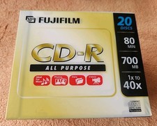 Fujifilm CD-R 20 Pack Blank Recordable With Cases 80 Min NEW Sealed 700mb Disc picture