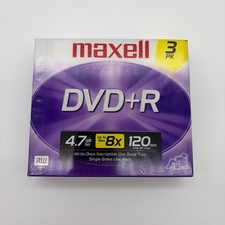 Maxell DVD+R 4.7 GB New Sealed DVD Rewriteable RW - 3 Pack Blank Media 120 min picture