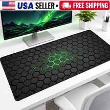XXL Hexagon Gaming Mouse Pad 90x40cm 3mm Non-Slip Desk Mat Black Green for Gamer picture
