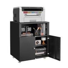 Heavy Duty Large Metal Printer Stand Cabinet with Storage, Black picture