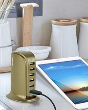 Aduro 40W 6-Port USB Desktop Charging Station Hub Wall Charger for iPhone iPad - picture
