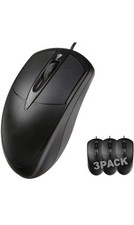 3PACK USB Mouse Corded for Desktop Computer Black Heavy Duty Plain Classic Mouse picture