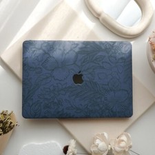 Blue Carved Flower Leather Case For Macbook Neo M5 Air 13 15 Pro 14 16 11 12 in picture