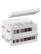4 Packs CD Storage Box with Visible Window, Stackable CD Case Holder with Dus... picture
