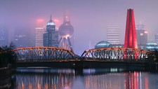 Landscape bridge mist lights shanghai cityscape china Custom Gaming Mat Desk picture
