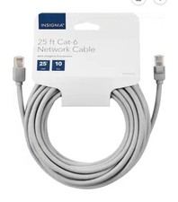 Insignia Cat-6 Ethernet Patch Cable 25 ft Gray RJ-45 Snagless Connectors picture