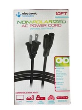 10ft NON- Polarized   AC Power Cord 2 slot Cable  - TV Laptops Soundbar Monitor  picture