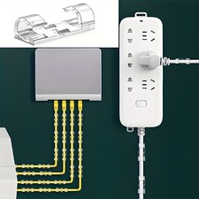 Self-Adhesive Cable Clips 80pcs Transparent Wire Holder for Home Office Desk Use picture