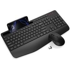 Wireless Keyboard and Mouse Combo - Full-Sized Ergonomic Keyboard with Wrist Res picture