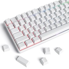 129 PCS White Blank Thick PBT Keycaps Cherry Profile Minimalist 7U Spacebar picture