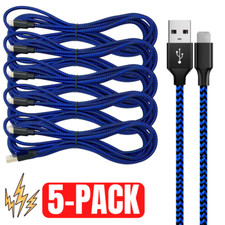 5Pack 6Ft USB Braided Fast Charging Cable For Phone 12 11 Pro 8 7 Charger Cord picture