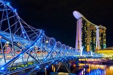 Landscape lights bridge singapore architecture marina Custom Gaming Mat Desk picture