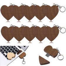 Lot 10PCS 1/2/4/8/16GB Heart Shaped Engraved Wood USB Flash Drive Custom Logo picture