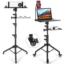 Tossbiss Laptop Tripod on Wheels with 2 Shelves, Portable Projector Floor Stand picture