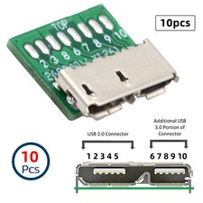 10 Pack Micro USB 3.0 10Pin Female Socket Port Repair Replacement Solder Adapter picture