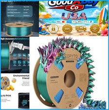 3D Printer Silk PLA Filament 1.75mm Triple Color Red Blue Green 1KG Spool Shiny picture