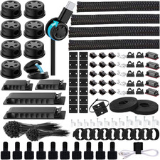 Cable Management Kit 328Pcs Magnetic Cable Holders Zip Ties Sleeves Clips Mounts picture