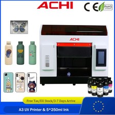 【EU】ACHI A3 UV Printer Flatbed Cylindrical For Glass Metal Wood Printing &Ink picture