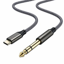 USB C to 1/4 inch TRS Stereo Audio Cable 3.3FT, Built-in DAC 3.3 feet, Grey picture