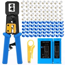 RJ45 Crimping Tool for Cat6Cat5e 50 Pass-Through Connectors & Tester picture