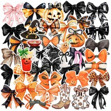 50PCS Halloween Bows Stickers,Ghost Fall Pumpkin Black Bow Stickers picture