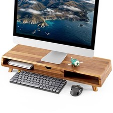 TINAMO Acacia Wood Monitor Stand with Drawer - 24.4 