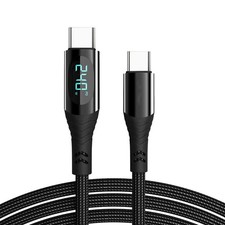 Super Fast Charging 240W Type-C USB-C Braided Cable with LED Display 3ft 6ft picture