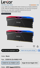 Lexar ARES Gen2 RGB 32GB (2x16GB) DDR5-6400 CL30 UDIMM 288-Pin picture