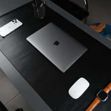 Jersey Genuine Calfskin Leather Desk Pad, Office Desk Mat with Non-Slip Bottom, picture