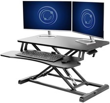 Height Adjustable Sit to Stand Riser, Dual Monitor and Laptop Workstation with W picture