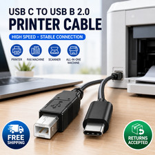 1PCS USB-C to USB-B 2.0 Cable For Nylon Epson HP Canon Brother Printer Scanner picture