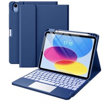 Navy Blue iPad A16 11th/10th Generation Case W/keyboard  Folio Cover picture